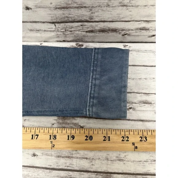 Lululemon Mens Shirt XL Blue Commission Chambray Casual Golf Oxford Stretch - Picture 6 of 9